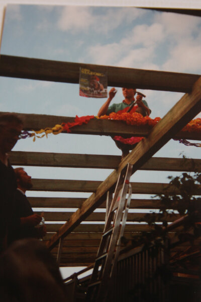 Topping-out ceremony of the new horse stable 1990
